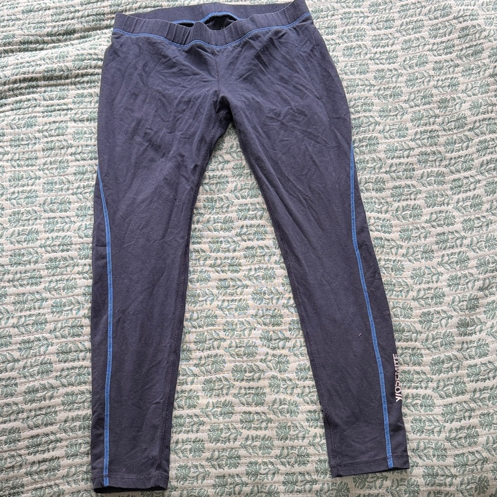 James Perse Black Leggings with Blue Accents